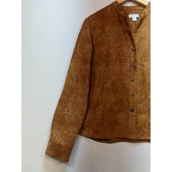 Christopher & Banks Women's Dress Shirt Long Sleeve Sz XL Brown Floral Button Up - Picture 7 of 12